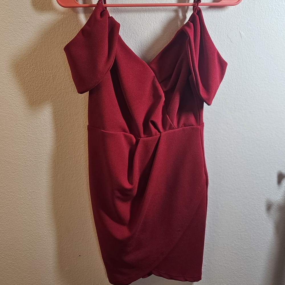 SHEIN Chic Red Draped Mini Dress